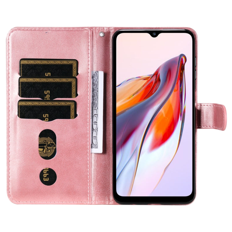 For Xiaomi Redmi 11A 4G/12C Calf Texture Zipper Leather Phone Case(Rose Gold)