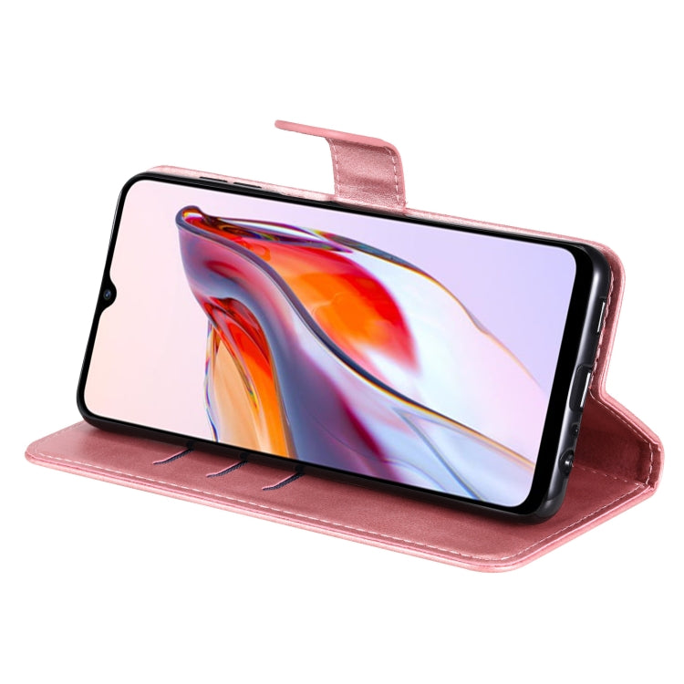 For Xiaomi Redmi 11A 4G/12C Calf Texture Zipper Leather Phone Case(Rose Gold)