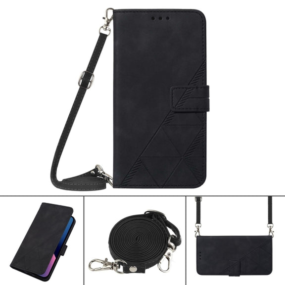 For Xiaomi Redmi 12C / Redmi 11A 4G Global Crossbody 3D Embossed Flip Leather Phone Case(Black)