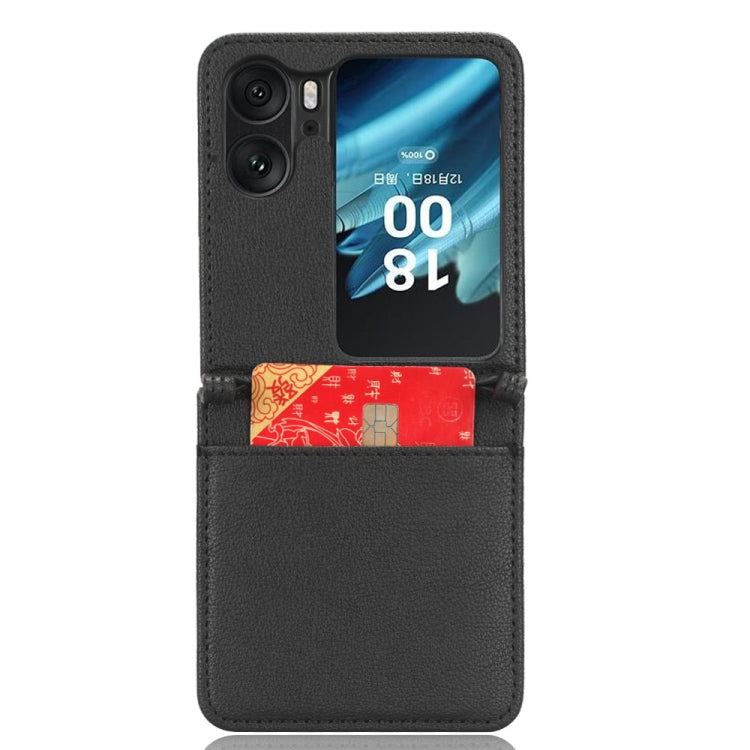 For OPPO Find N2 Flip Lambskin Leather Phone Case(Black)