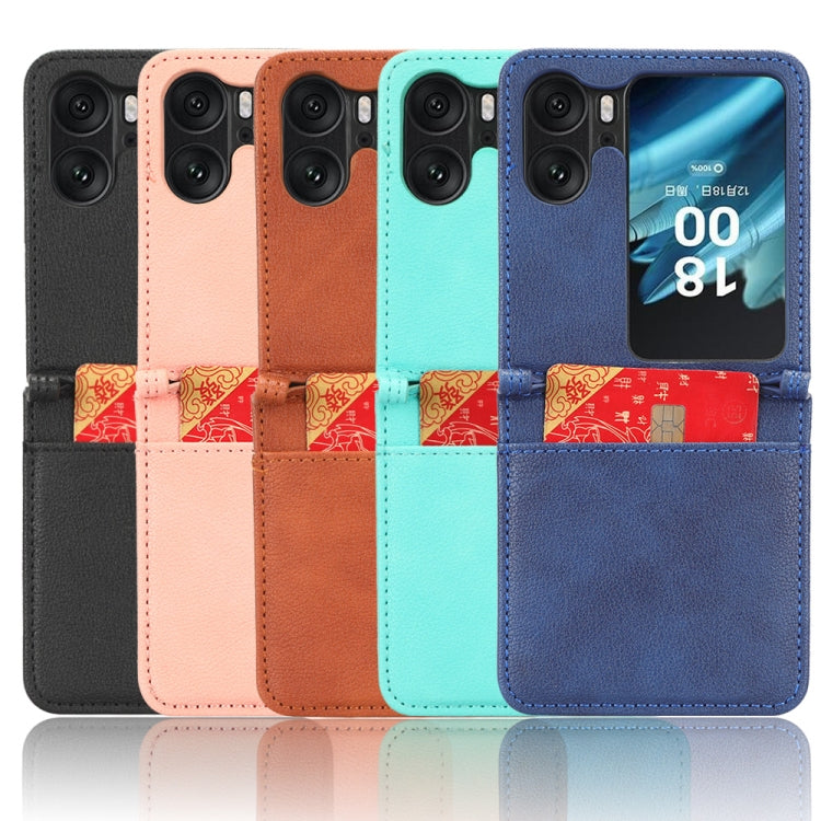 For OPPO Find N2 Flip Lambskin Leather Phone Case(Black)