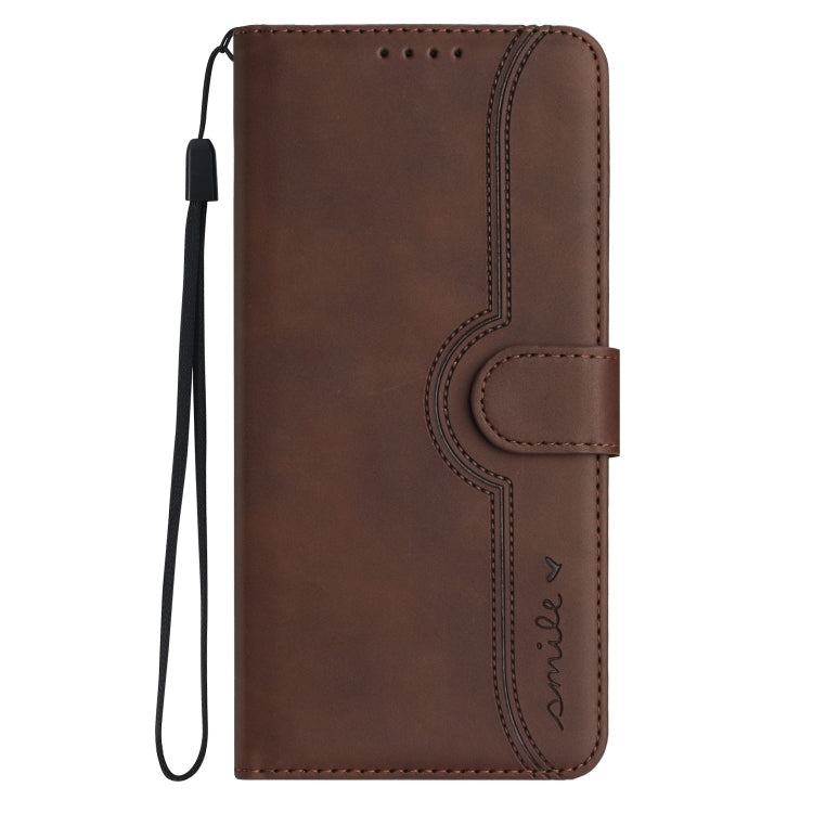 For Xiaomi Redmi Note 11 4G Global/Note 11S Heart Pattern Skin Feel Leather Phone Case(Brown)