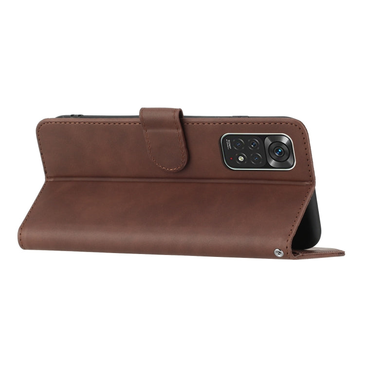 For Xiaomi Redmi Note 11 4G Global/Note 11S Heart Pattern Skin Feel Leather Phone Case(Brown)