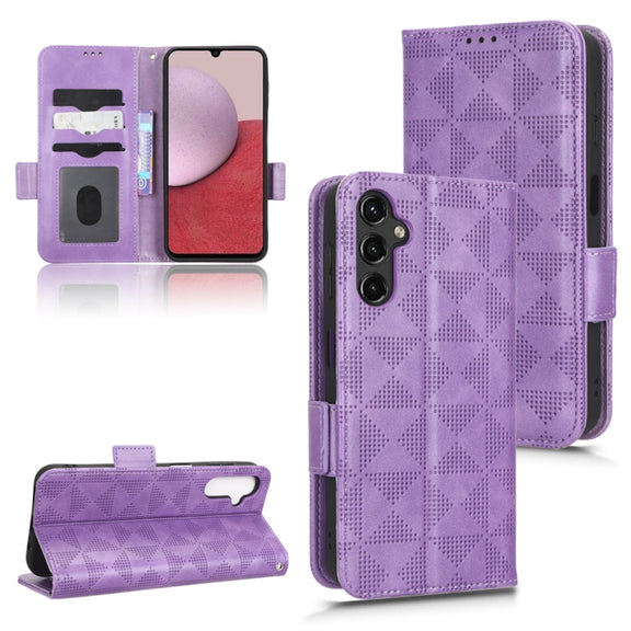 For Samsung Galaxy A14 5G Symmetrical Triangle Leather Phone Case(Purple)