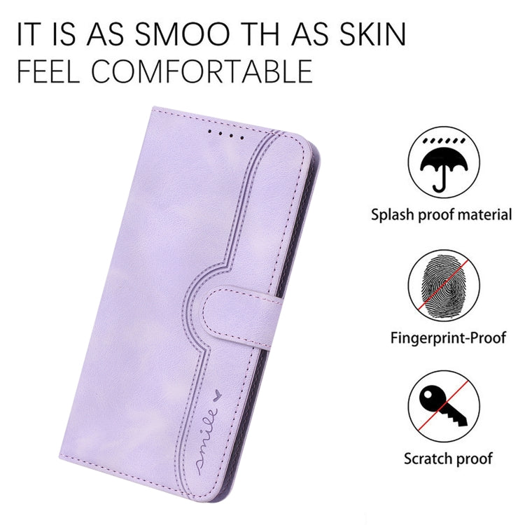 For Samsung Galaxy A34 5G Heart Pattern Skin Feel Leather Phone Case(Purple)