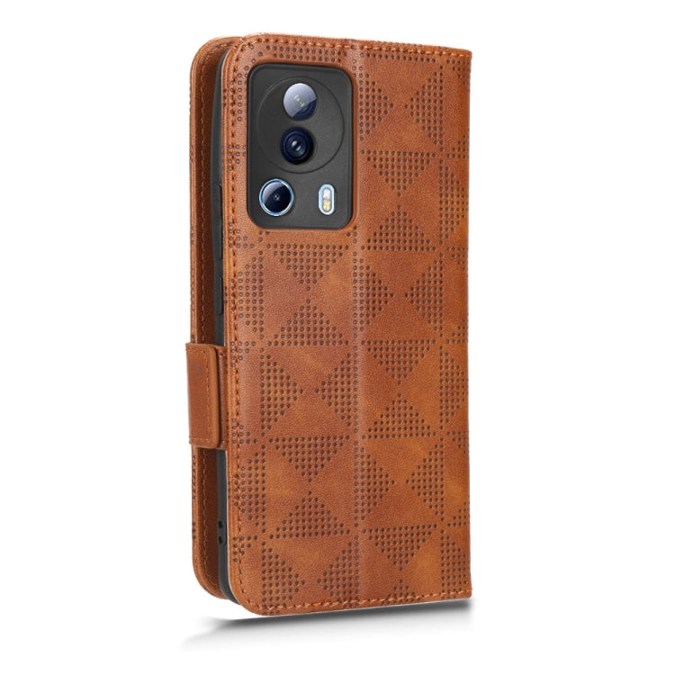 For Xiaomi 13 Lite / Civi 2 / 12 Lite NE Symmetrical Triangle Leather Phone Case(Brown)