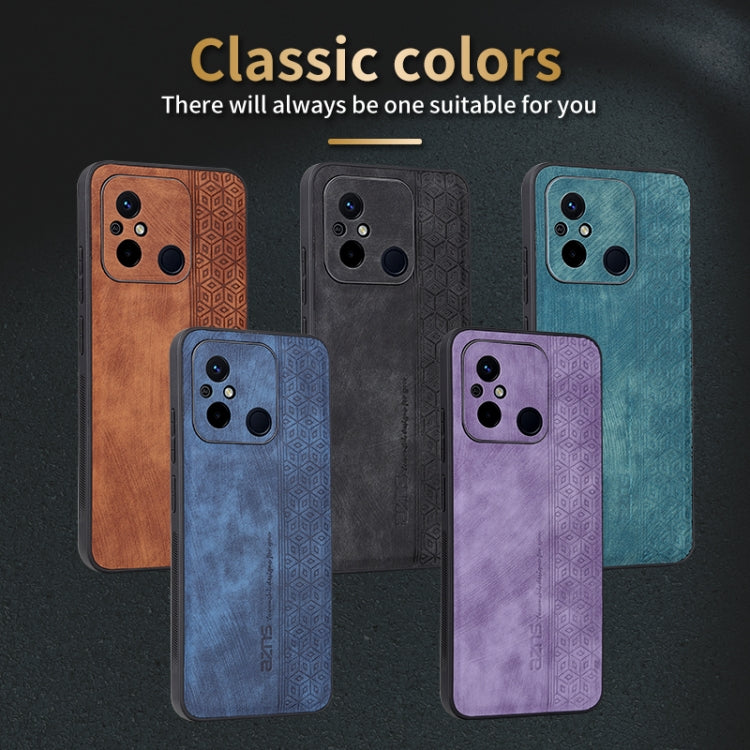 For Xiaomi Poco C55 / Redmi 12C / 11A AZNS 3D Embossed Skin Feel Phone Case(Brown)