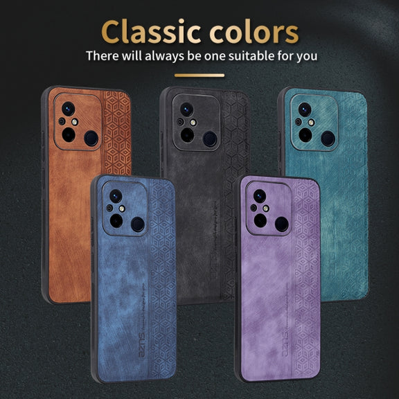 For Xiaomi Poco C55 / Redmi 12C / 11A AZNS 3D Embossed Skin Feel Phone Case(Brown)