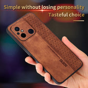 For Xiaomi Poco C55 / Redmi 12C / 11A AZNS 3D Embossed Skin Feel Phone Case(Brown)