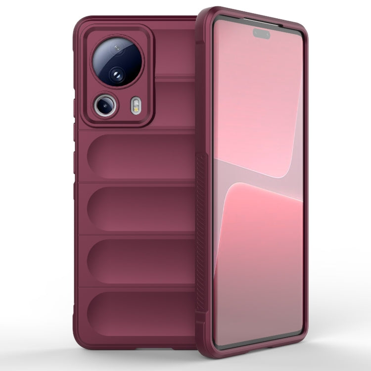 For Xiaomi 13 Lite Magic Shield TPU + Flannel Phone Case(Wine Red)