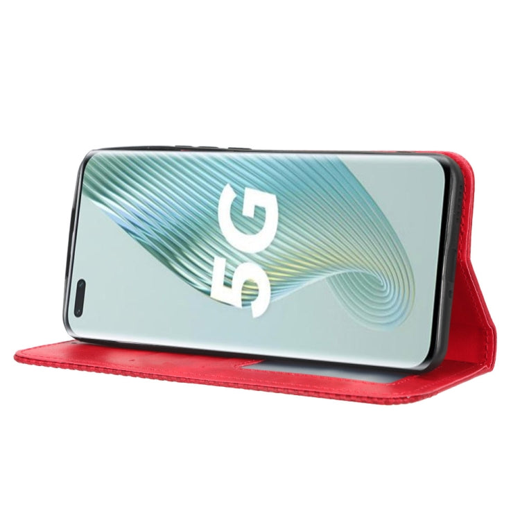 For Honor Magic5 Pro Magnetic Buckle Retro Texture Leather Phone Case(Red)