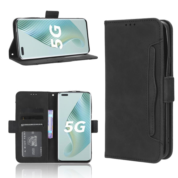 For Honor Magic5 Pro Skin Feel Calf Texture Card Slots Leather Phone Case(Black)