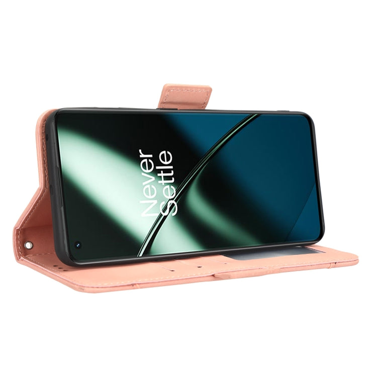 For OnePlus 11R / Ace 2 Skin Feel Calf Texture Card Slots Leather Phone Case(Pink)