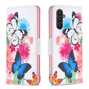 For Samsung Galaxy A24 4G Colored Drawing Pattern Leather Phone Case(Butterflies)