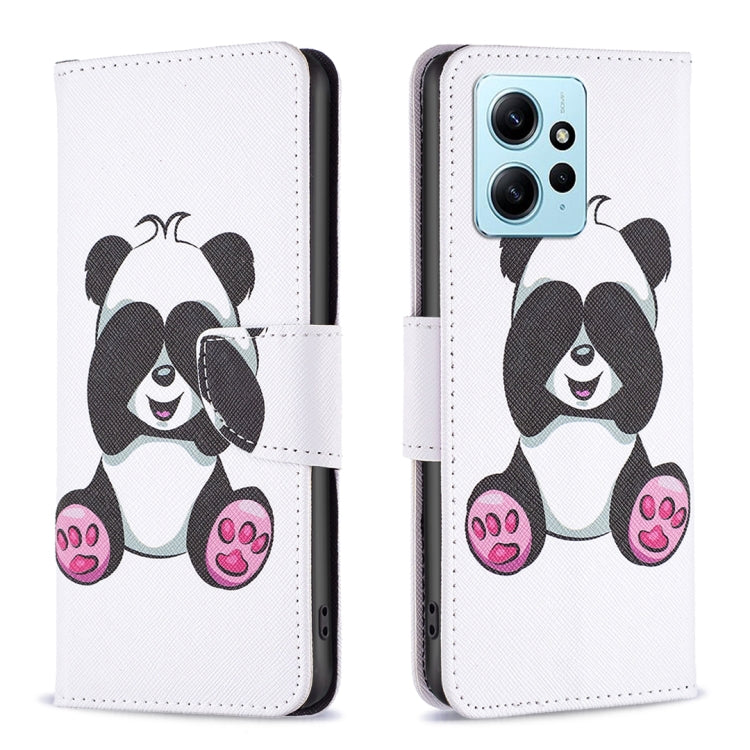 For Xiaomi Redmi Note 12 4G Global Colored Drawing Leather Phone Case(Panda)