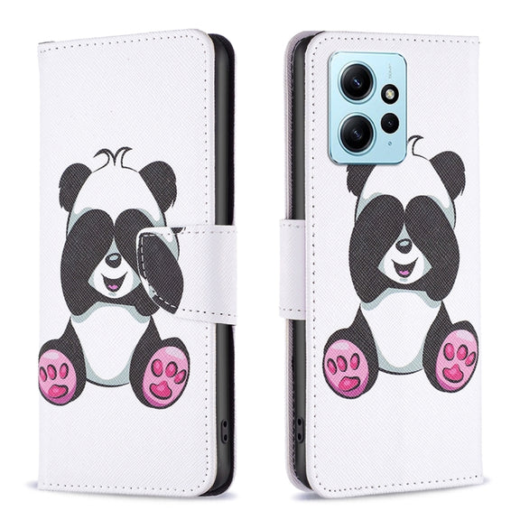 For Xiaomi Redmi Note 12 4G Global Colored Drawing Leather Phone Case(Panda)