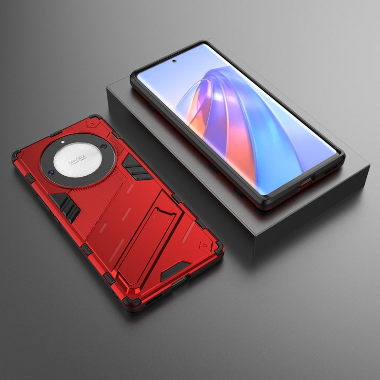 For Honor X9a/X40 5G/Magic5 Lite Punk Armor PC + TPU Phone Case with Holder(Red)
