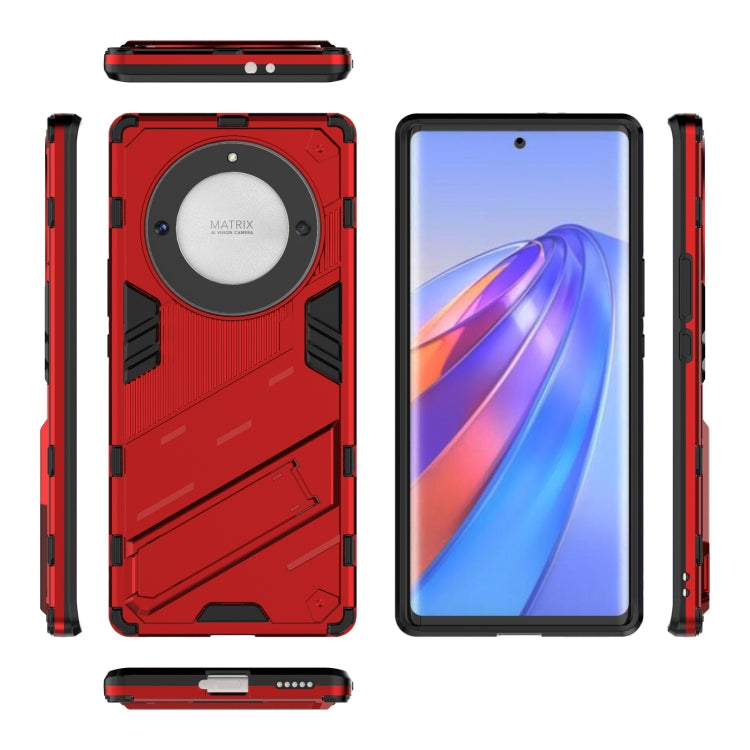 For Honor X9a/X40 5G/Magic5 Lite Punk Armor PC + TPU Phone Case with Holder(Red)
