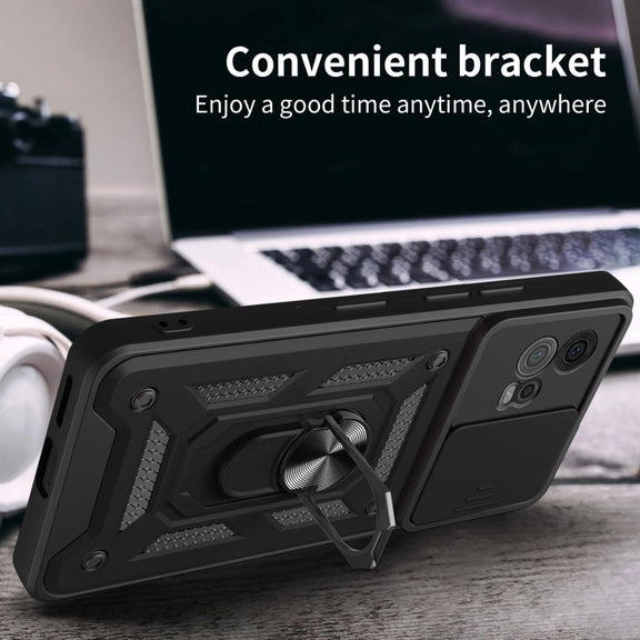 For Motorola Moto G72 Sliding Camera Cover Design TPU+PC Phone Case(Green)