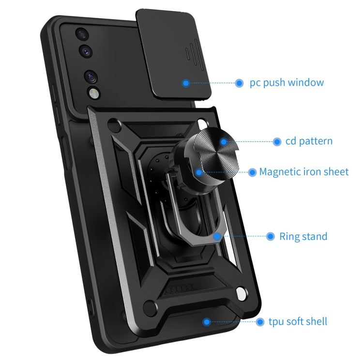 For Honor 70 5G Sliding Camera Cover Design TPU+PC Phone Case(Silver)
