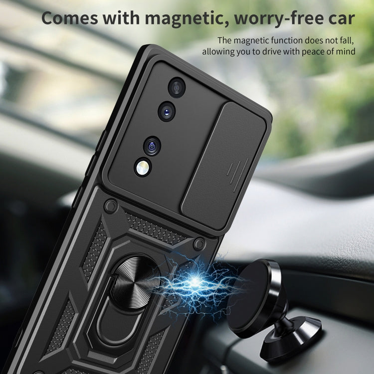 For Honor 70 5G Sliding Camera Cover Design TPU+PC Phone Case(Silver)