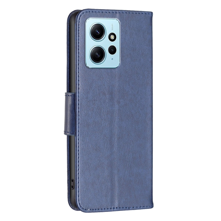 For Xiaomi Redmi Note 12 4G Global Two Butterflies Embossing Leather Phone Case(Blue)