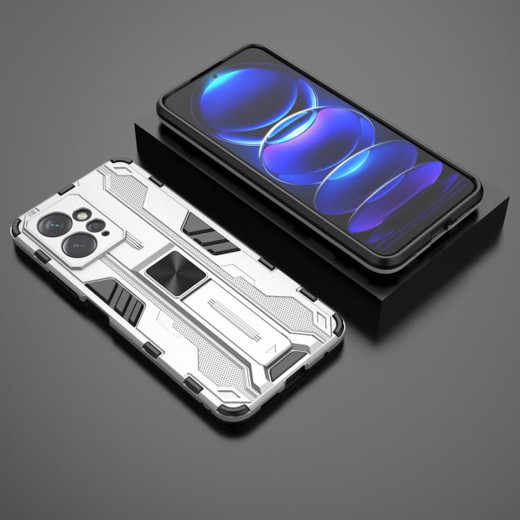 For Xiaomi Redmi Note 12 4G Supersonic PC + TPU Shock-proof Phone Case with Holder(Silver)