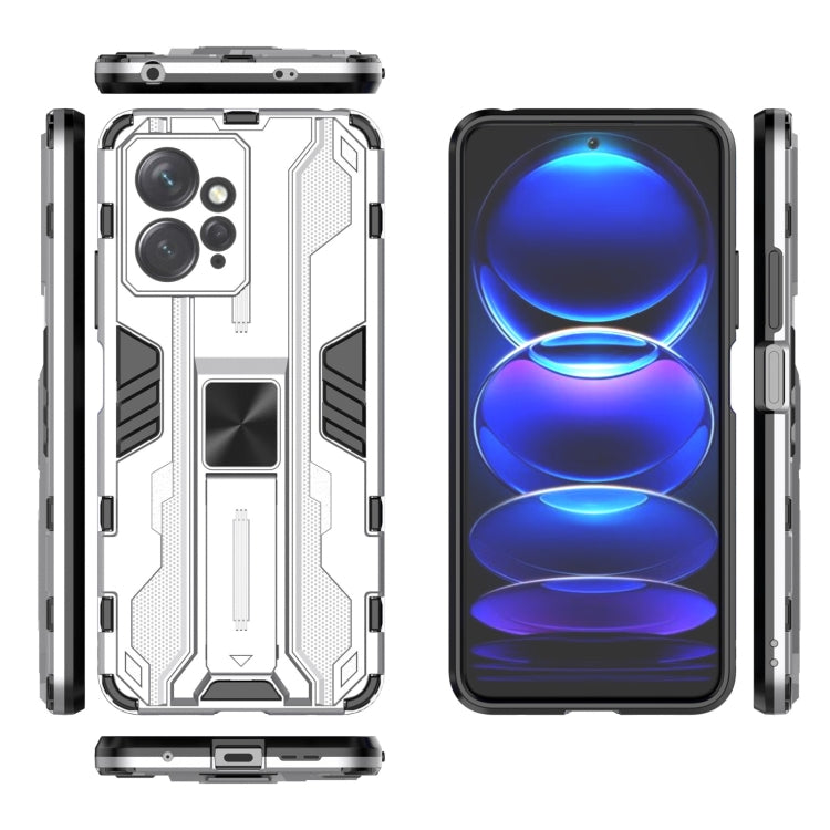 For Xiaomi Redmi Note 12 4G Supersonic PC + TPU Shock-proof Phone Case with Holder(Silver)