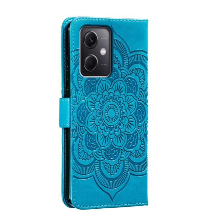 For Xiaomi Redmi Note 12 5G Global Sun Mandala Embossing Pattern Phone Leather Case(Blue)