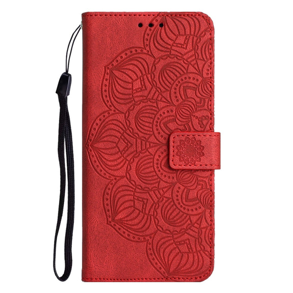 For Xiaomi Redmi 12C Mandala Embossed Flip Leather Phone Case(Red)