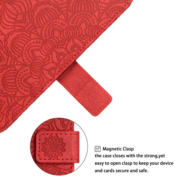 For Xiaomi Redmi 12C Mandala Embossed Flip Leather Phone Case(Red)