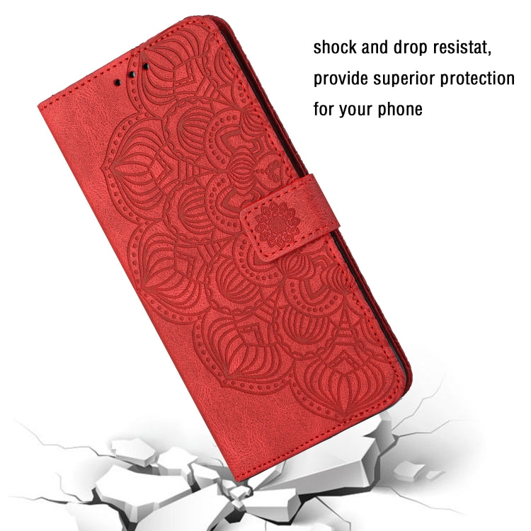 For Xiaomi Redmi 12C Mandala Embossed Flip Leather Phone Case(Red)