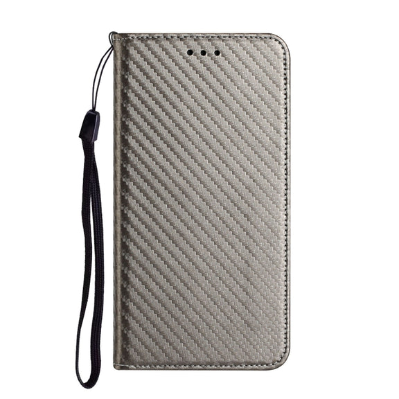 For Samsung Galaxy A24 4G Carbon Fiber Texture Magnetic Flip Leather Phone Case(Grey)