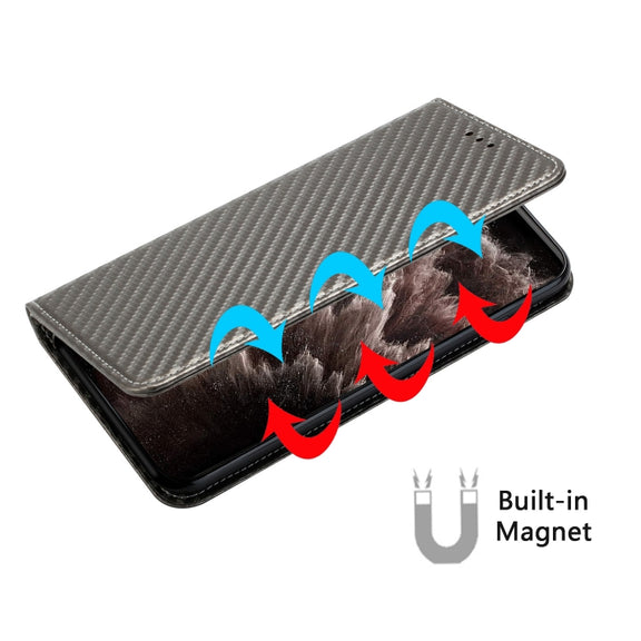 For Samsung Galaxy A24 4G Carbon Fiber Texture Magnetic Flip Leather Phone Case(Grey)