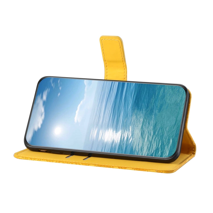 For Xiaomi Redmi 12C Ethnic Style Embossed Pattern Leather Phone Case(Yellow)