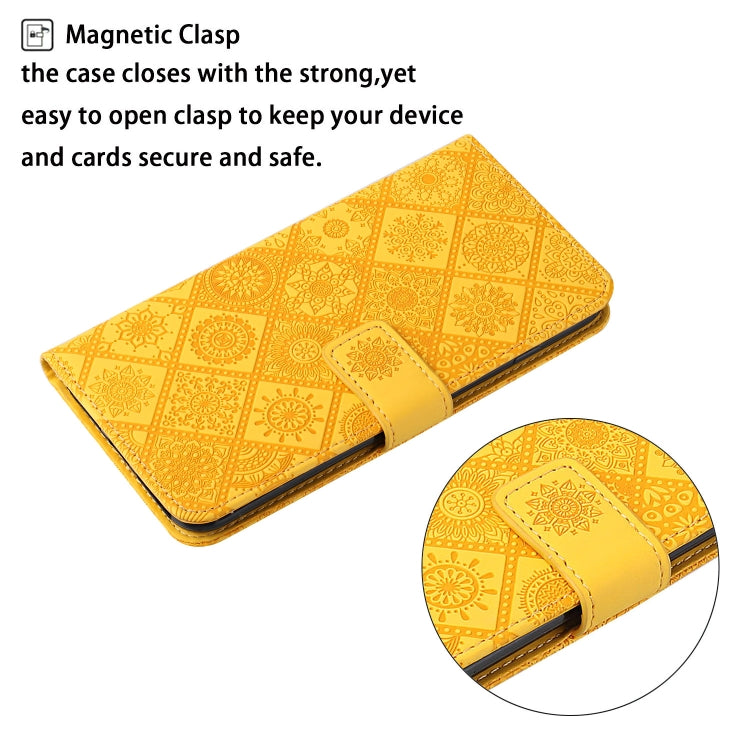 For Xiaomi Redmi 12C Ethnic Style Embossed Pattern Leather Phone Case(Yellow)
