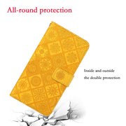 For Xiaomi Redmi 12C Ethnic Style Embossed Pattern Leather Phone Case(Yellow)