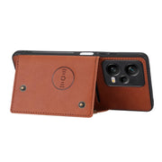 For Xiaomi Redmi Note 12 5G Global Double Buckle Magnetic Phone Case(Brown)