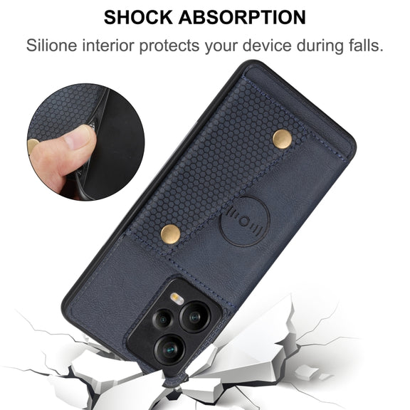 For Xiaomi Redmi Note 12 5G Global Double Buckle Magnetic Phone Case(Brown)