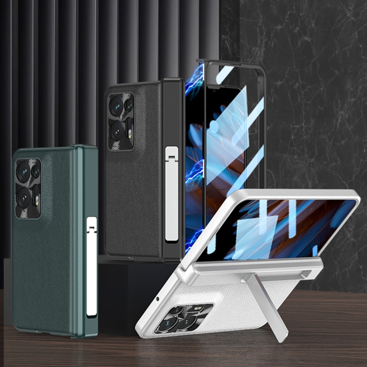 For OPPO Find N2 GKK Magnetic Hinge Flip Leather Phone Case with Holder(Black)