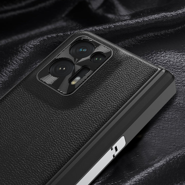 For OPPO Find N2 GKK Magnetic Hinge Flip Leather Phone Case with Holder(Black)