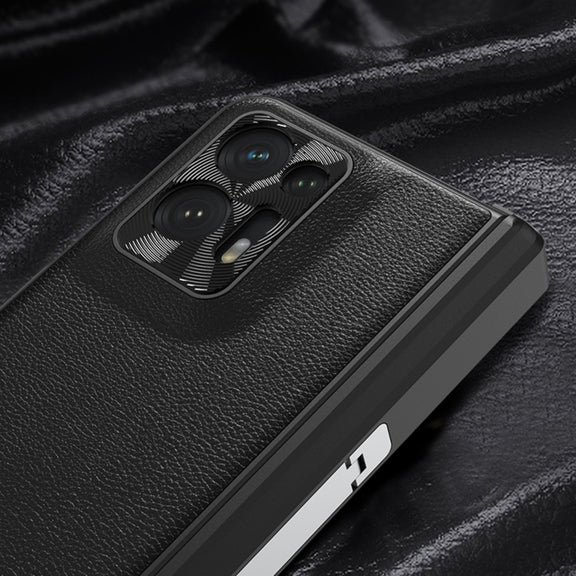 For OPPO Find N2 GKK Magnetic Hinge Flip Leather Phone Case with Holder(Black)