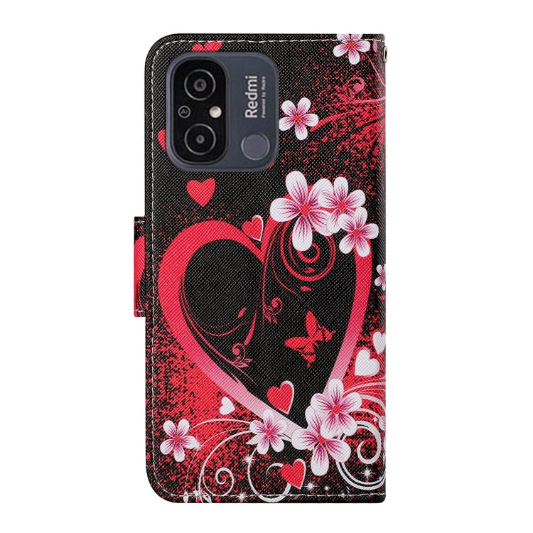For Xiaomi Redmi 12C Colored Drawing Pattern Flip Leather Phone Case(Red Heart)