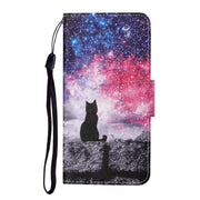 For Xiaomi Redmi 12C Colored Drawing Pattern Flip Leather Phone Case(Star Sky Cat)