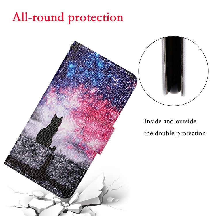 For Xiaomi Redmi 12C Colored Drawing Pattern Flip Leather Phone Case(Star Sky Cat)