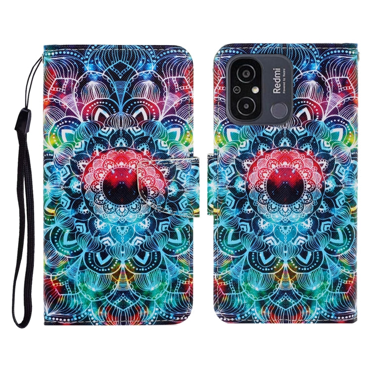 For Xiaomi Redmi 12C Colored Drawing Pattern Flip Leather Phone Case(Mandala)