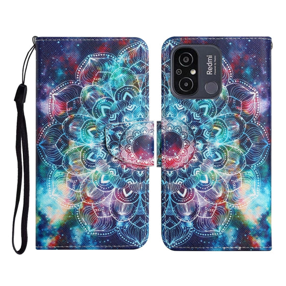 For Xiaomi Redmi 12C Colored Drawing Pattern Flip Leather Phone Case(Star Mandala)