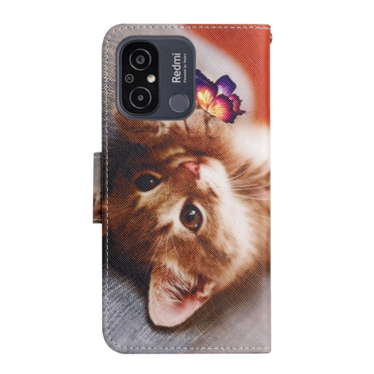 For Xiaomi Redmi 12C Colored Drawing Pattern Flip Leather Phone Case(Butterfly Cat)