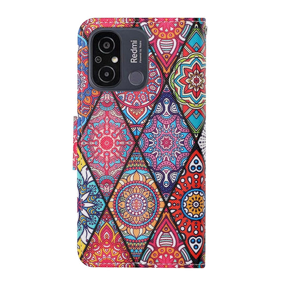 For Xiaomi Redmi 12C Colored Drawing Pattern Flip Leather Phone Case(Diamond Totem)