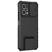 For Xiaomi Redmi Note 12 5G / Poco X5 Stereoscopic Holder Sliding Camshield Phone Case(Black)